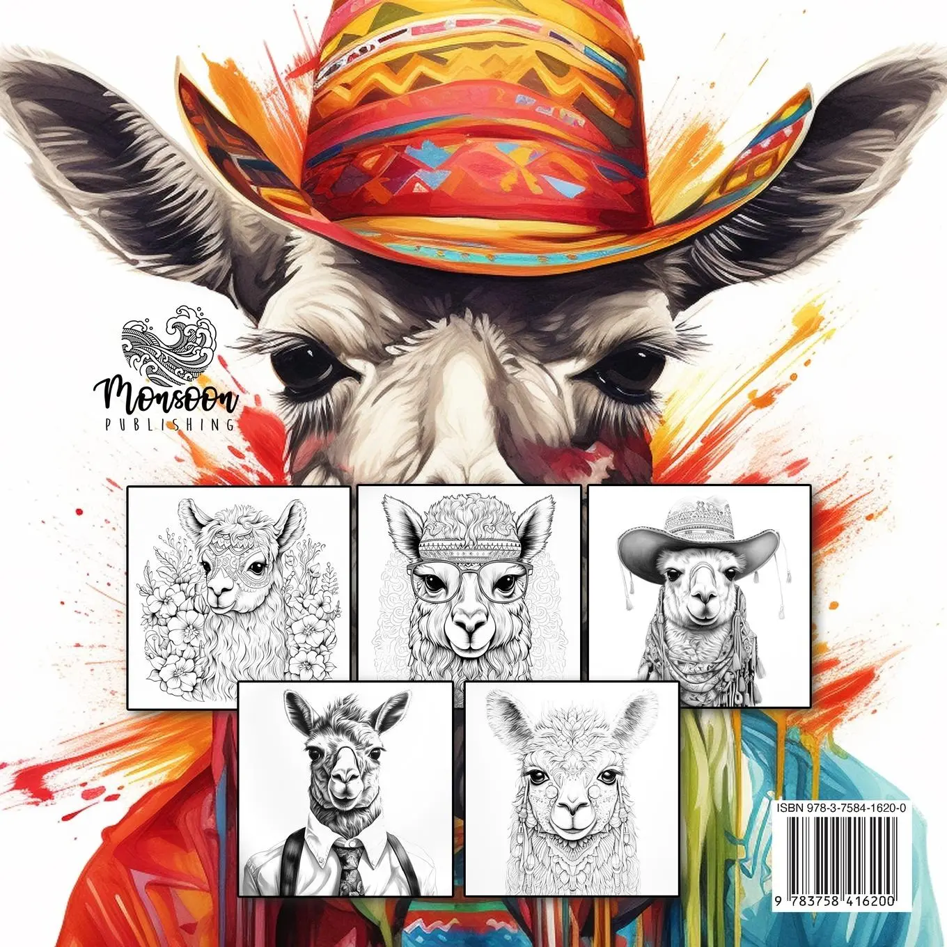 Rückseite: 9783758416200 | Lama Coloring Book for Adults | Monsoon Publishing | Taschenbuch