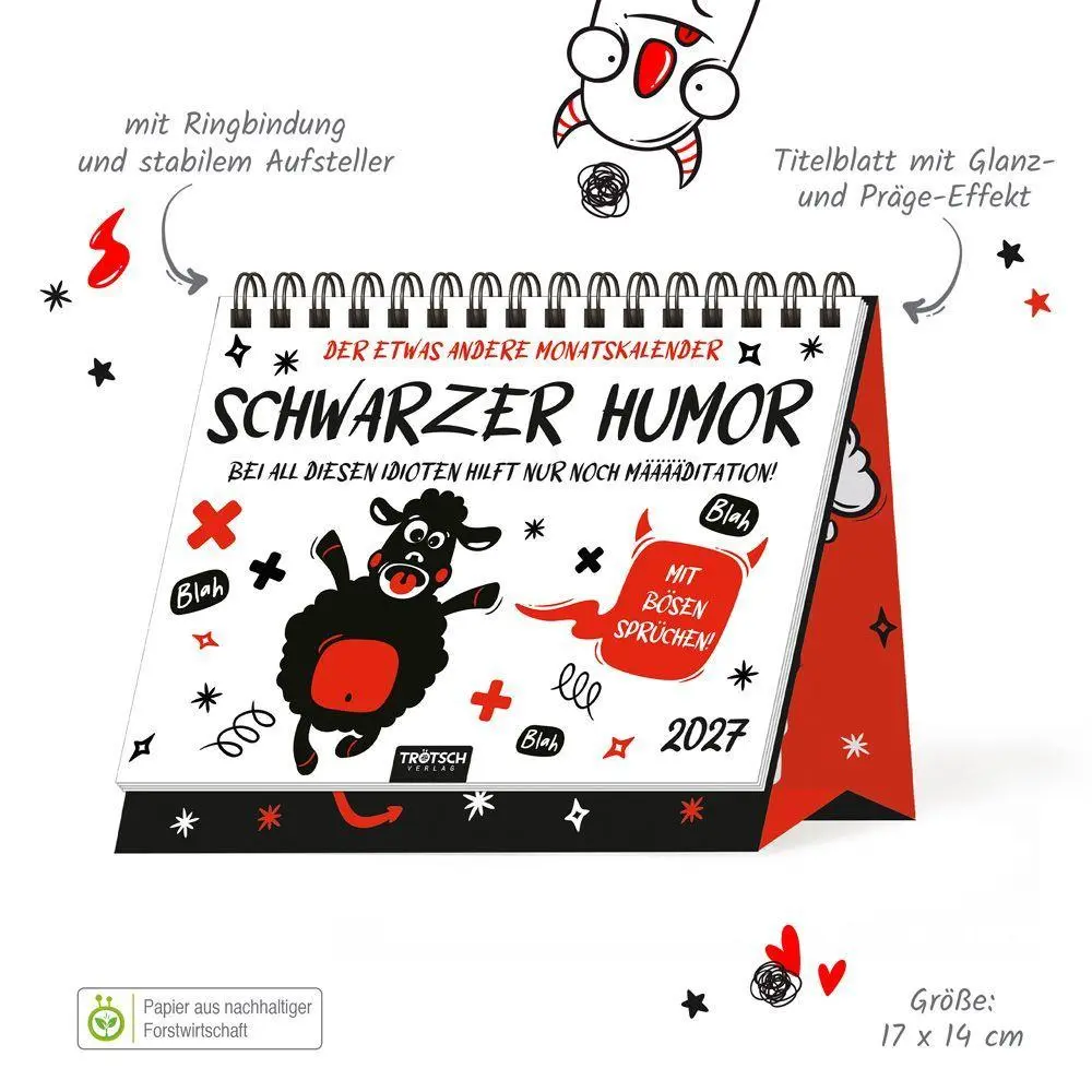 Bild: 9783988026200 | TRÖTSCH - Aufstellkalender Schwarzer Humor 2027 | KG | Kalender | 2027