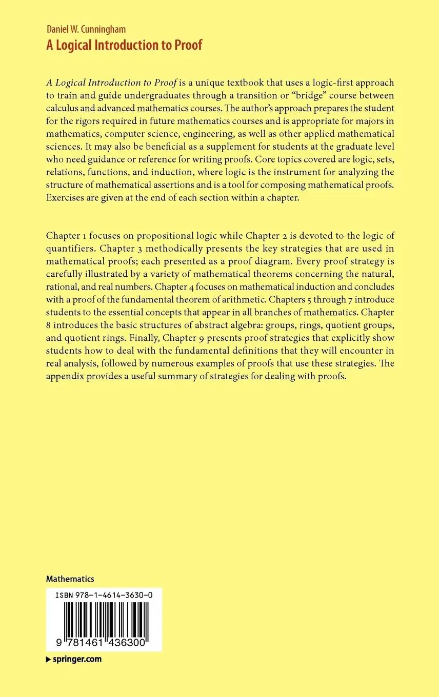 Rückseite: 9781461436300 | A Logical Introduction to Proof | Daniel W. Cunningham | Buch | xvi