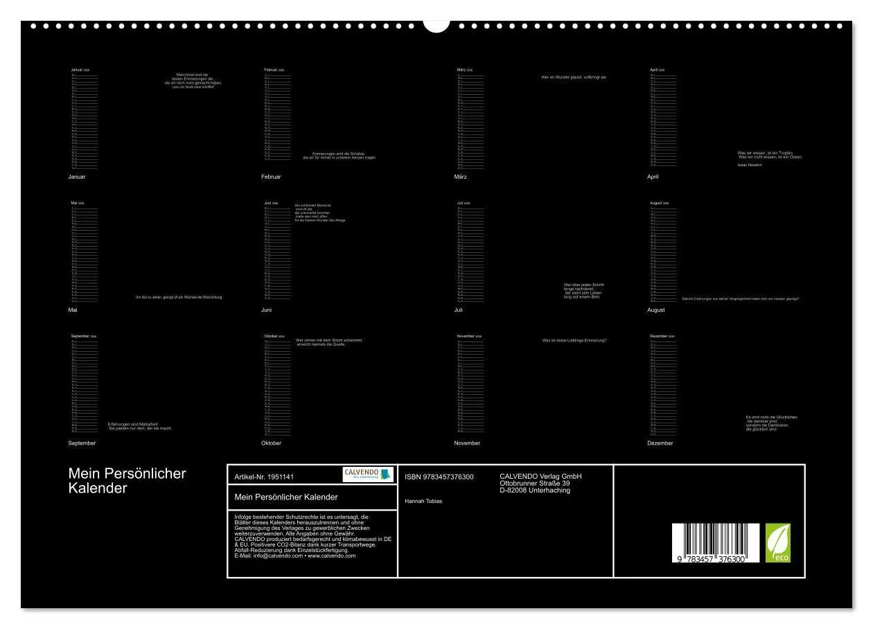 Bild: 9783457376300 | Mein Persönlicher Kalender (hochwertiger Premium Wandkalender 2026...