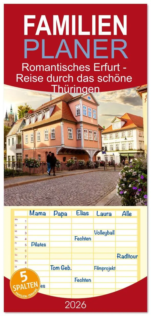 Cover: 9783516606300 | Familienplaner 2026 - Romantisches Erfurt - Reise durch das schöne...