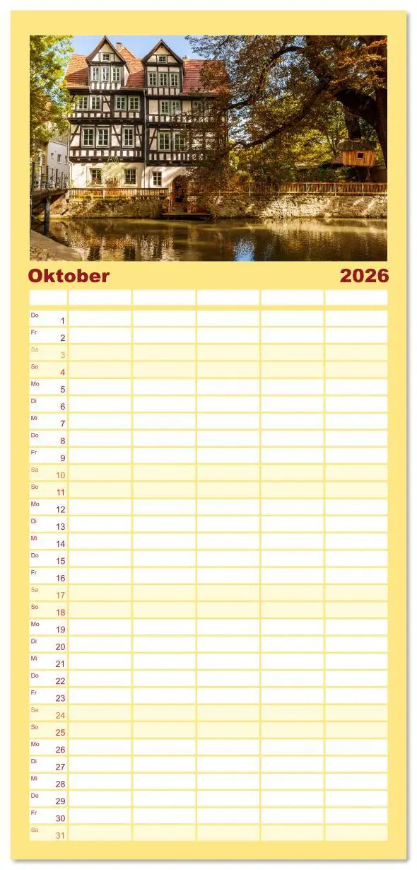 Bild: 9783516606300 | Familienplaner 2026 - Romantisches Erfurt - Reise durch das schöne...