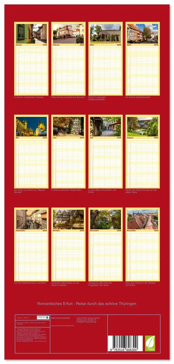 Bild: 9783516606300 | Familienplaner 2026 - Romantisches Erfurt - Reise durch das schöne...