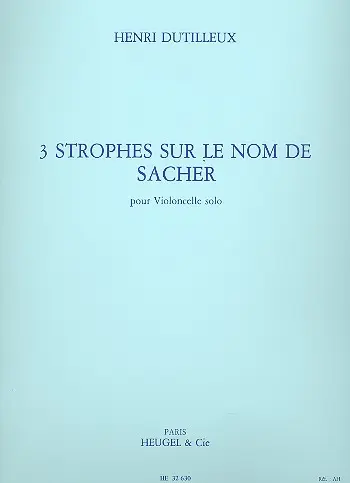 Cover: 9790047326300 | Trois Strophes Sur Le Nom De Sacher | Henri Dutilleux | Buch