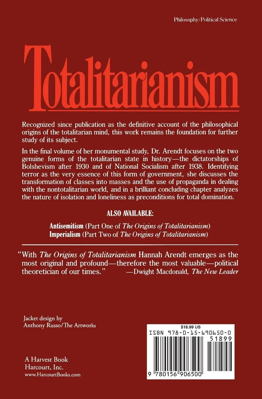 Rückseite: 9780156906500 | Totalitarianism | Part Three of the Origins of Totalitarianism | Buch