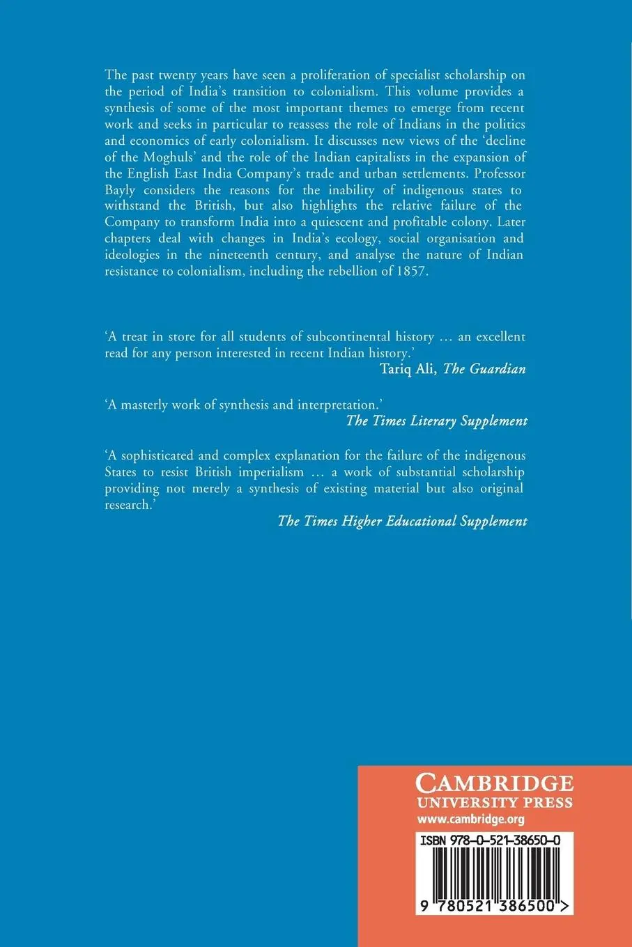 Rückseite: 9780521386500 | Indian Society and the Making of the British Empire | C. A. Bayly