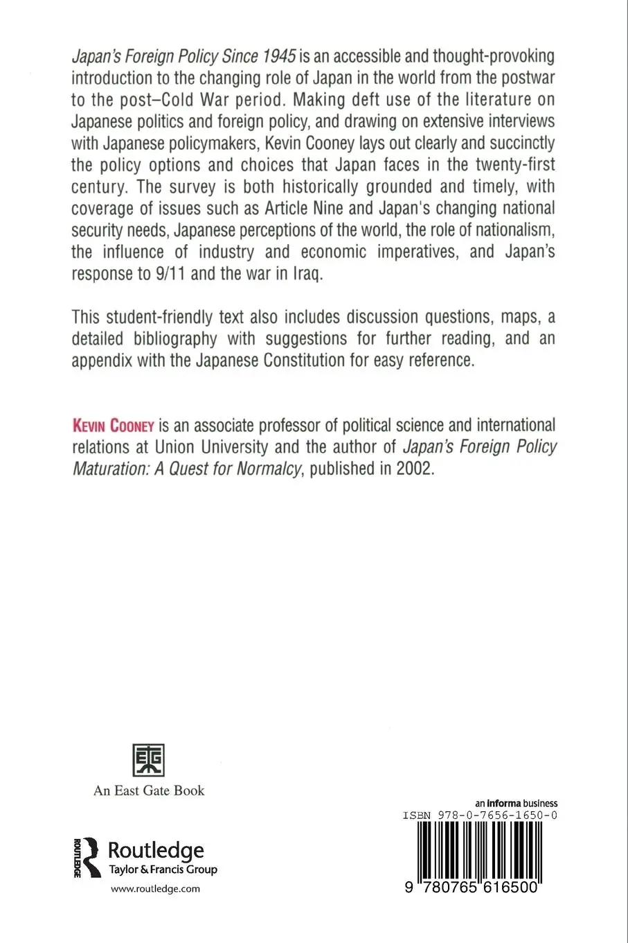 Rückseite: 9780765616500 | Japan's Foreign Policy Since 1945 | Kevin J. Cooney | Taschenbuch