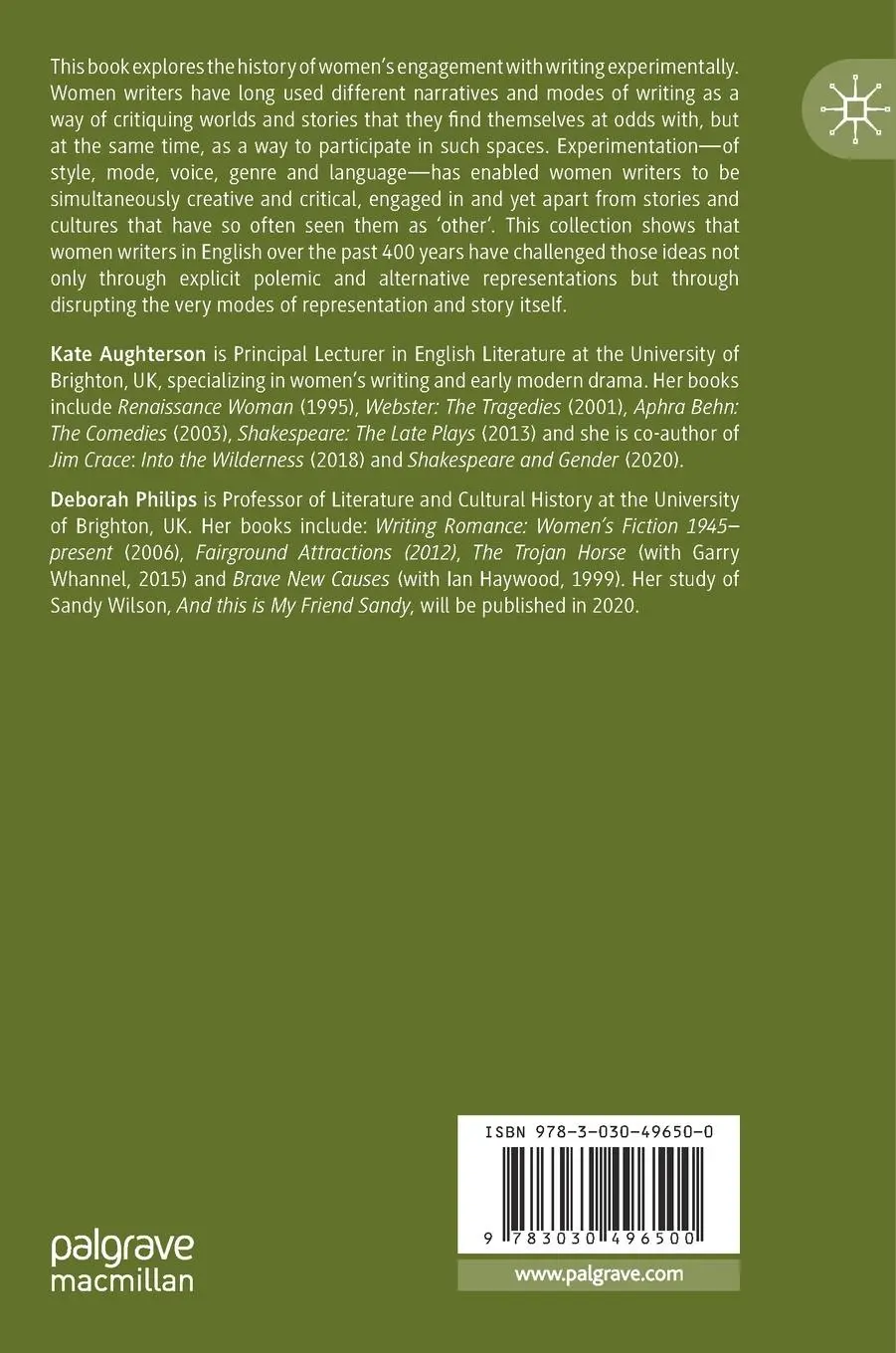 Rückseite: 9783030496500 | Women Writers and Experimental Narratives | Deborah Philips (u. a.)
