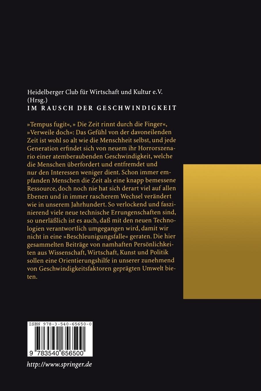 Rückseite: 9783540656500 | Im Rausch der Geschwindigkeit | S. von Sydow | Taschenbuch | xii