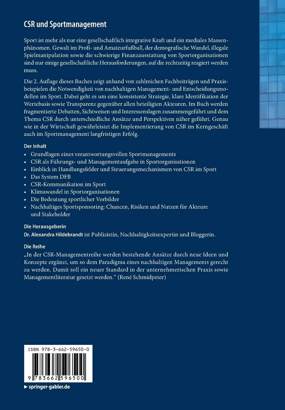 Rückseite: 9783662596500 | CSR und Sportmanagement | Alexandra Hildebrandt | Taschenbuch | liii