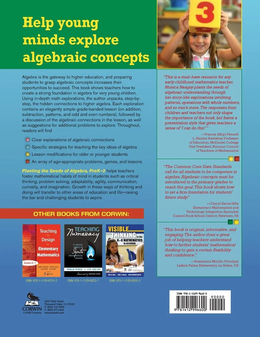 Rückseite: 9781412996600 | Planting the Seeds of Algebra, PreK-2 | Monica M Neagoy | Taschenbuch