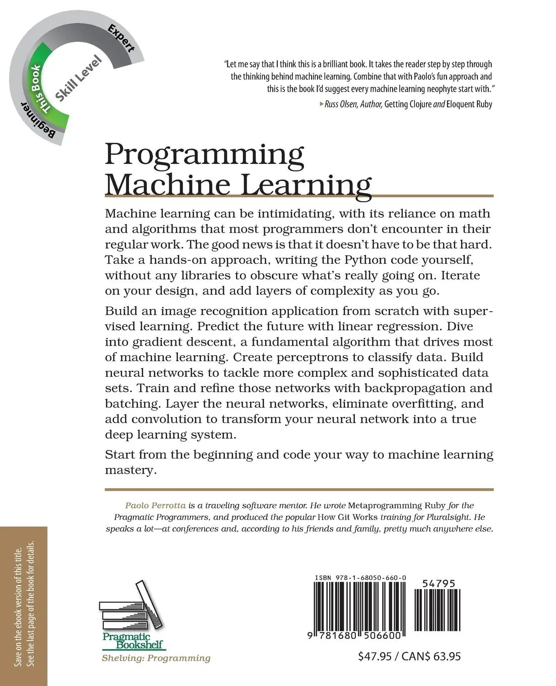 Rückseite: 9781680506600 | Programming Machine Learning | From Coding to Deep Learning | Perrotta