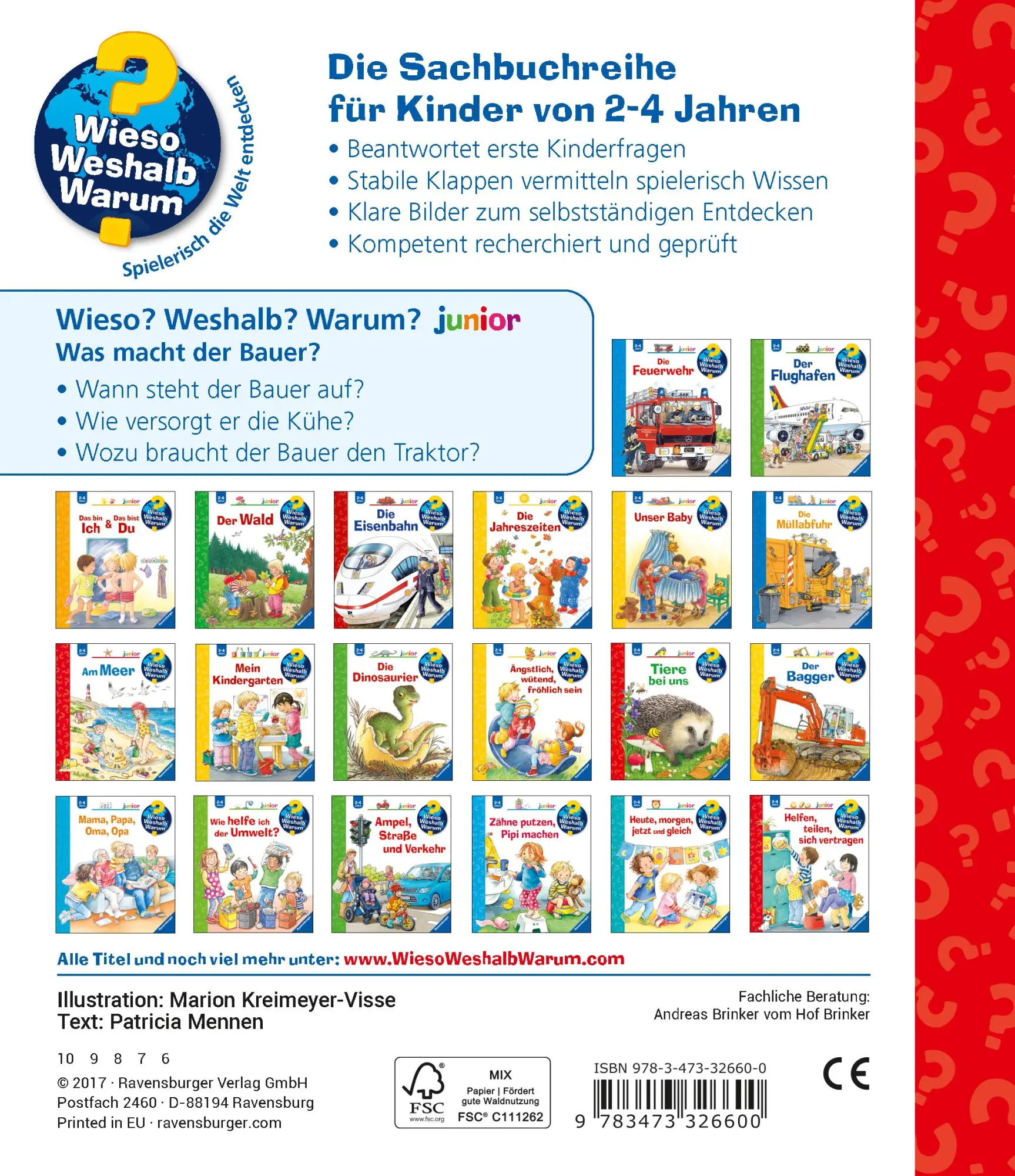 Rückseite: 9783473326600 | Wieso? Weshalb? Warum? junior, Band 62: Was macht der Bauer? | Mennen