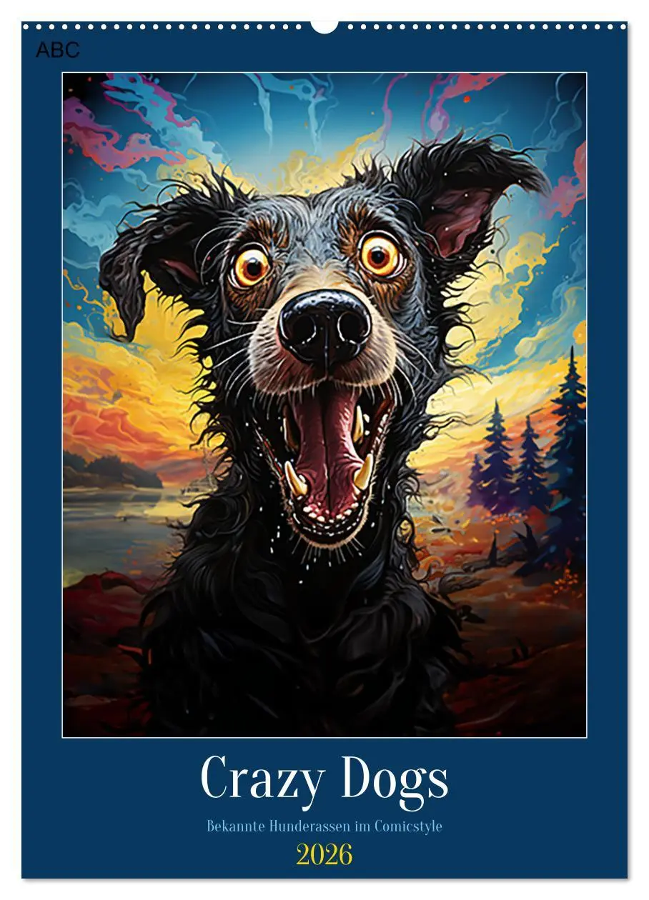 Cover: 9783516296600 | Crazy Dogs Bekannte Hunderassen im Comicstyle (Wandkalender 2026...