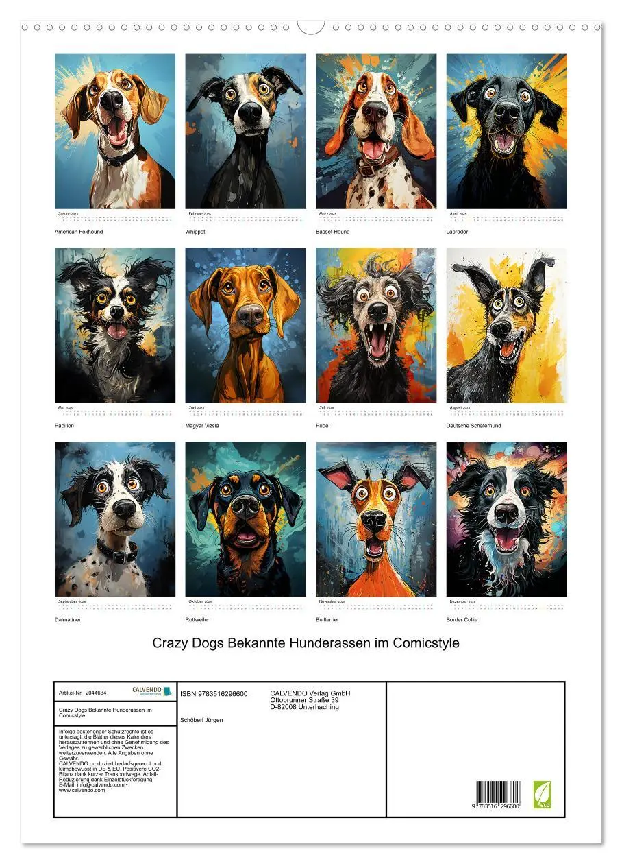 Bild: 9783516296600 | Crazy Dogs Bekannte Hunderassen im Comicstyle (Wandkalender 2026...