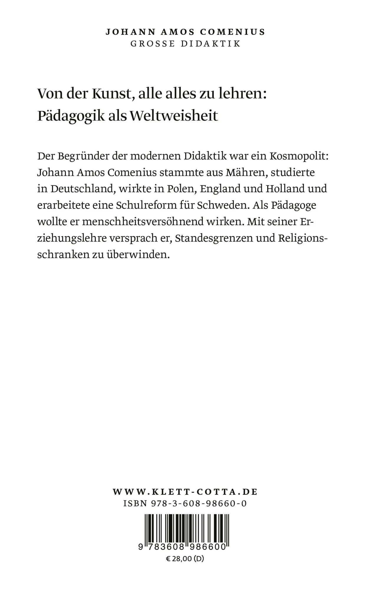 Rückseite: 9783608986600 | Große Didaktik | Die vollständige Kunst, alle Menschen alles zu lehren