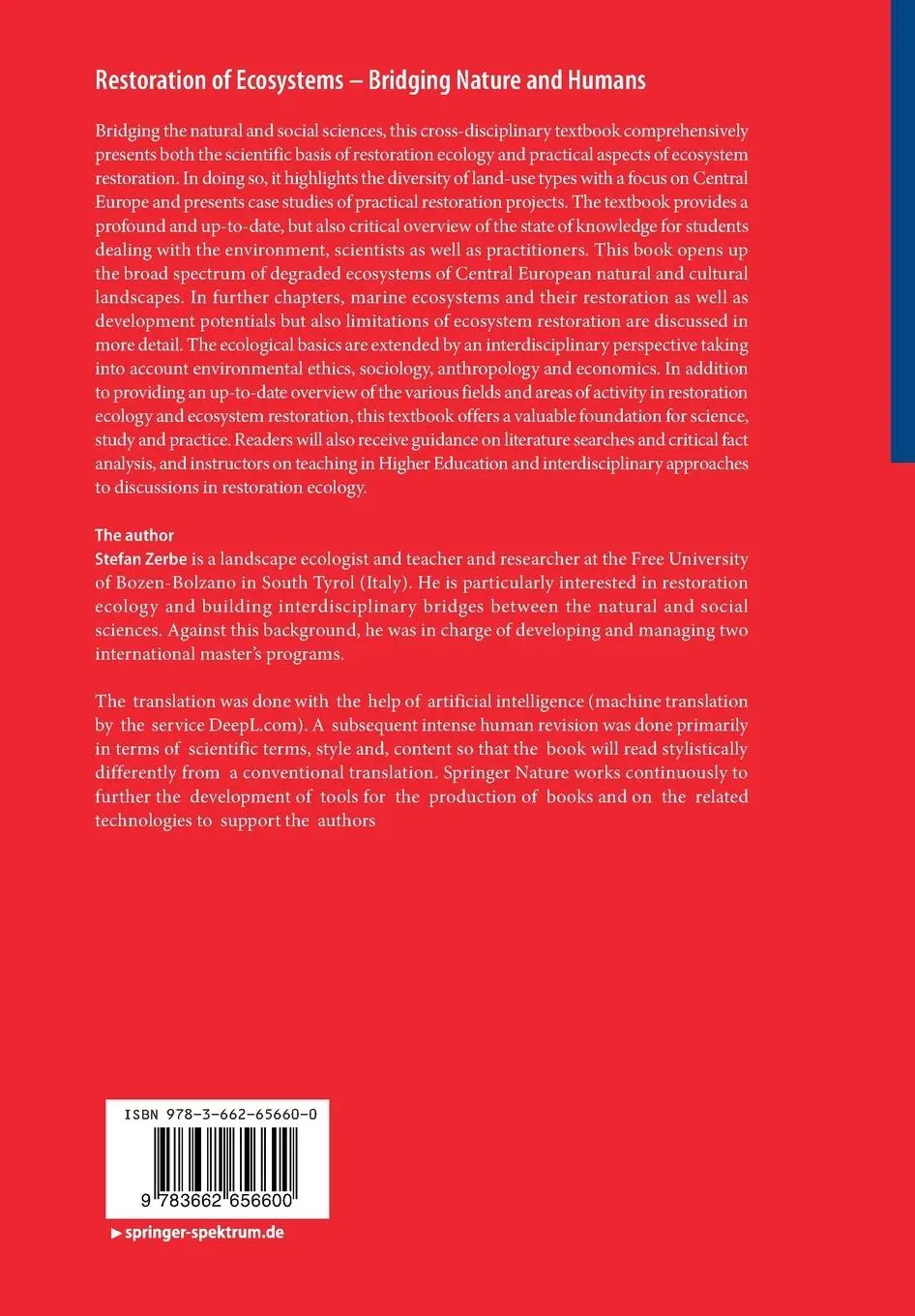 Rückseite: 9783662656600 | Restoration of Ecosystems - Bridging Nature and Humans | Stefan Zerbe