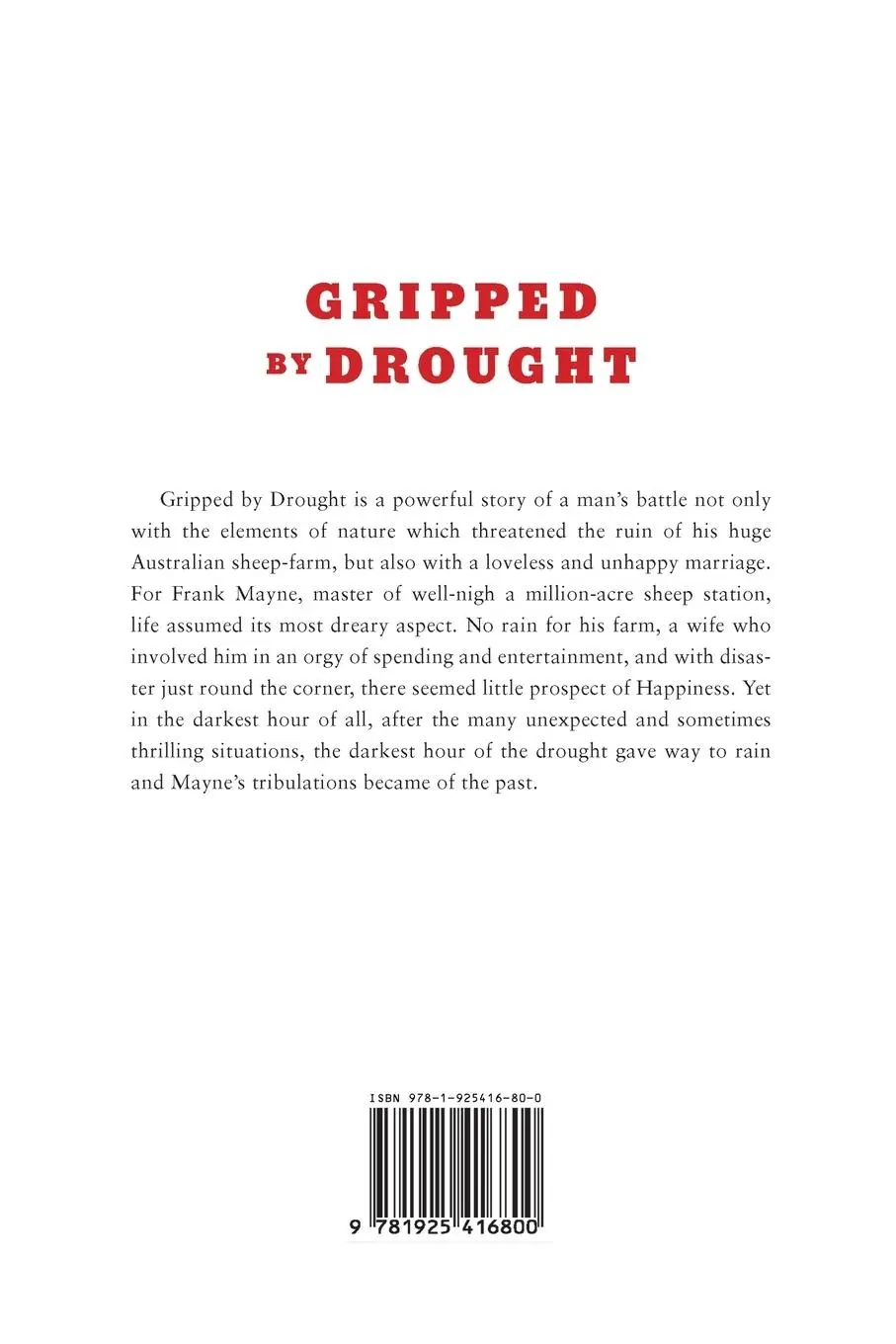 Rückseite: 9781925416800 | Gripped By Drought | Arthur W. Upfield | Taschenbuch | Englisch | 2017