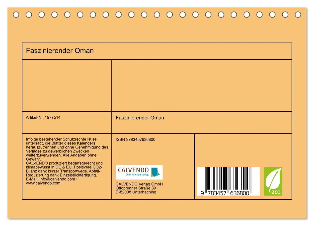 Bild: 9783457636800 | Faszinierender Oman (Tischkalender 2026 DIN A5 quer), CALVENDO...