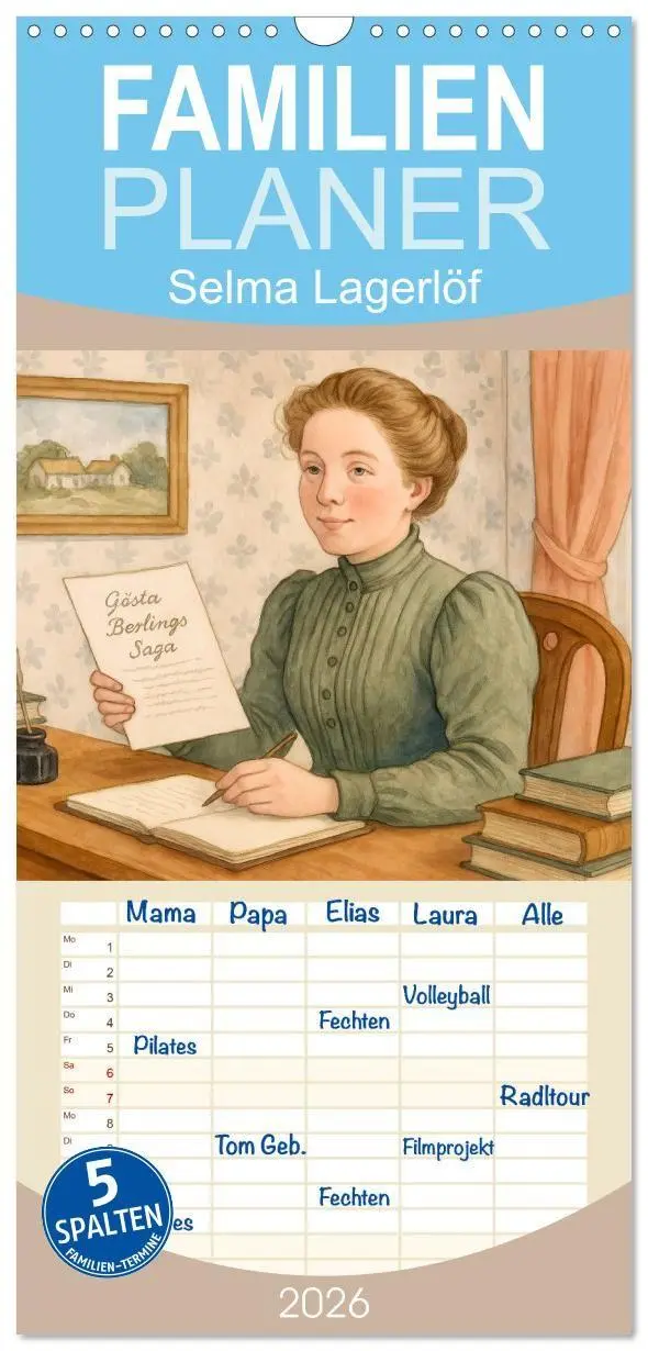 Cover: 9783516656800 | Familienplaner 2026 - Selma Lagerlöf mit 5 Spalten (Wandkalender,...