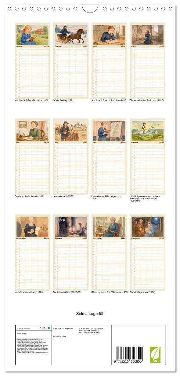Bild: 9783516656800 | Familienplaner 2026 - Selma Lagerlöf mit 5 Spalten (Wandkalender,...
