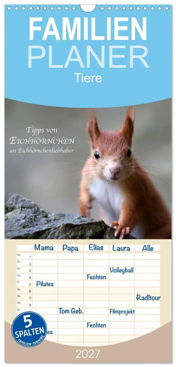 Cover: 9783594326800 | Familienplaner 2027 - Tipps von Eichhörnchen an...