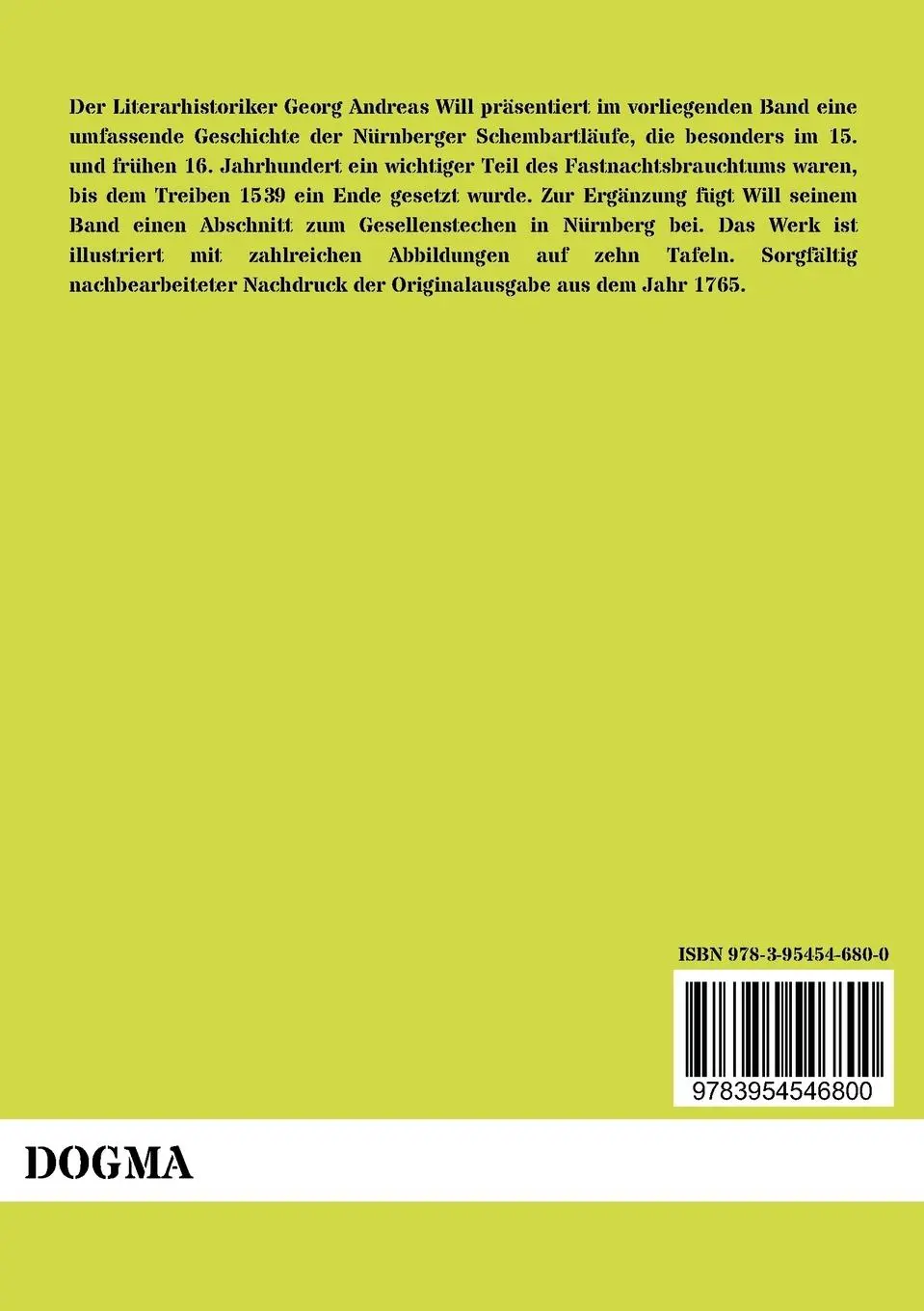 Rückseite: 9783954546800 | Nürnbergisches Schönbart-Buch und Gesellen-Stechen | Will | Buch