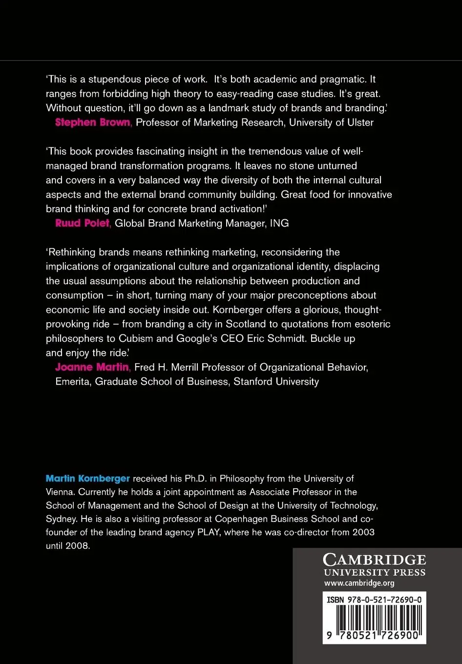 Rückseite: 9780521726900 | Brand Society | Martin Kornberger | Taschenbuch | Englisch | 2013