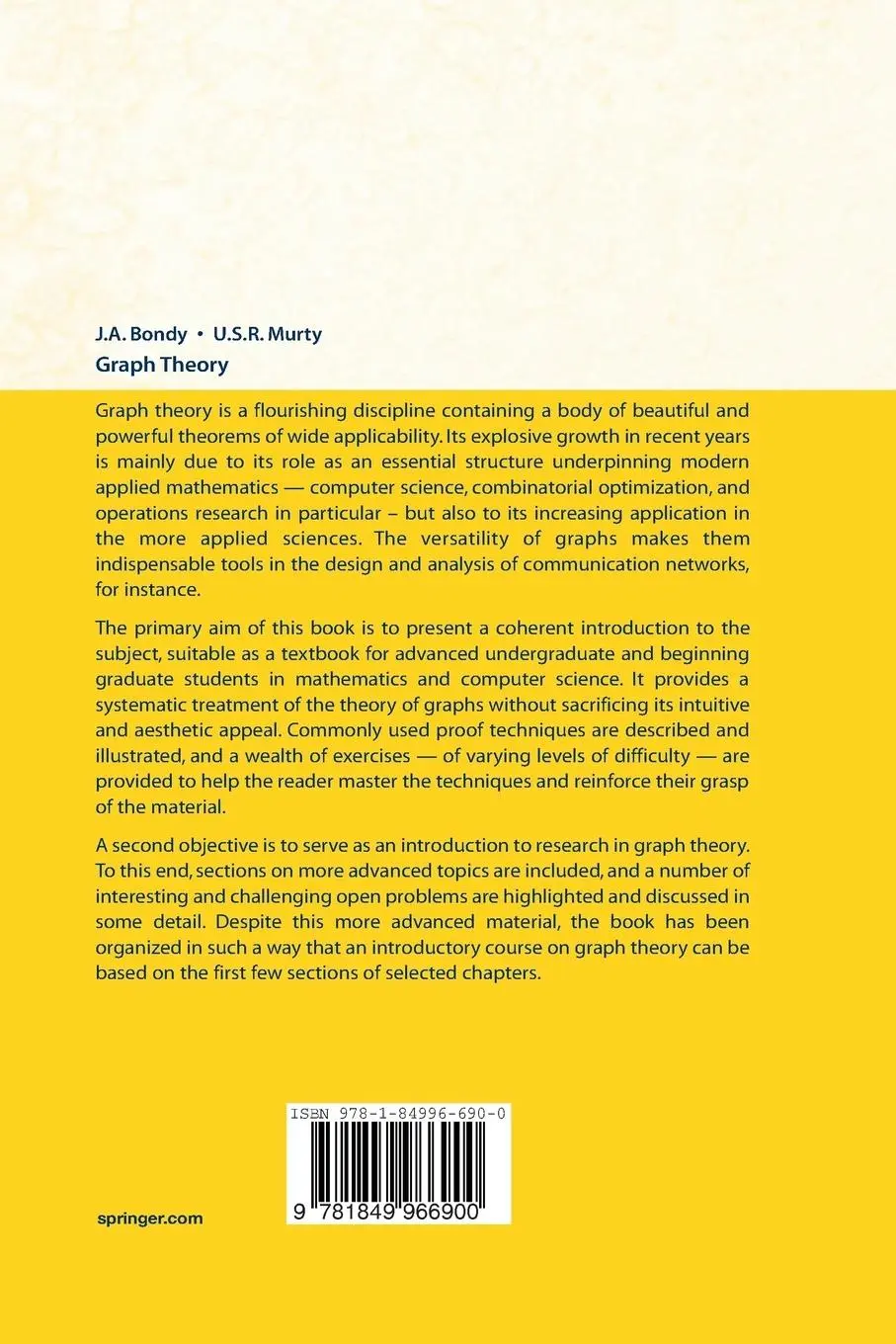 Rückseite: 9781849966900 | Graph Theory | U. S. R. Murty (u. a.) | Taschenbuch | xii | Englisch