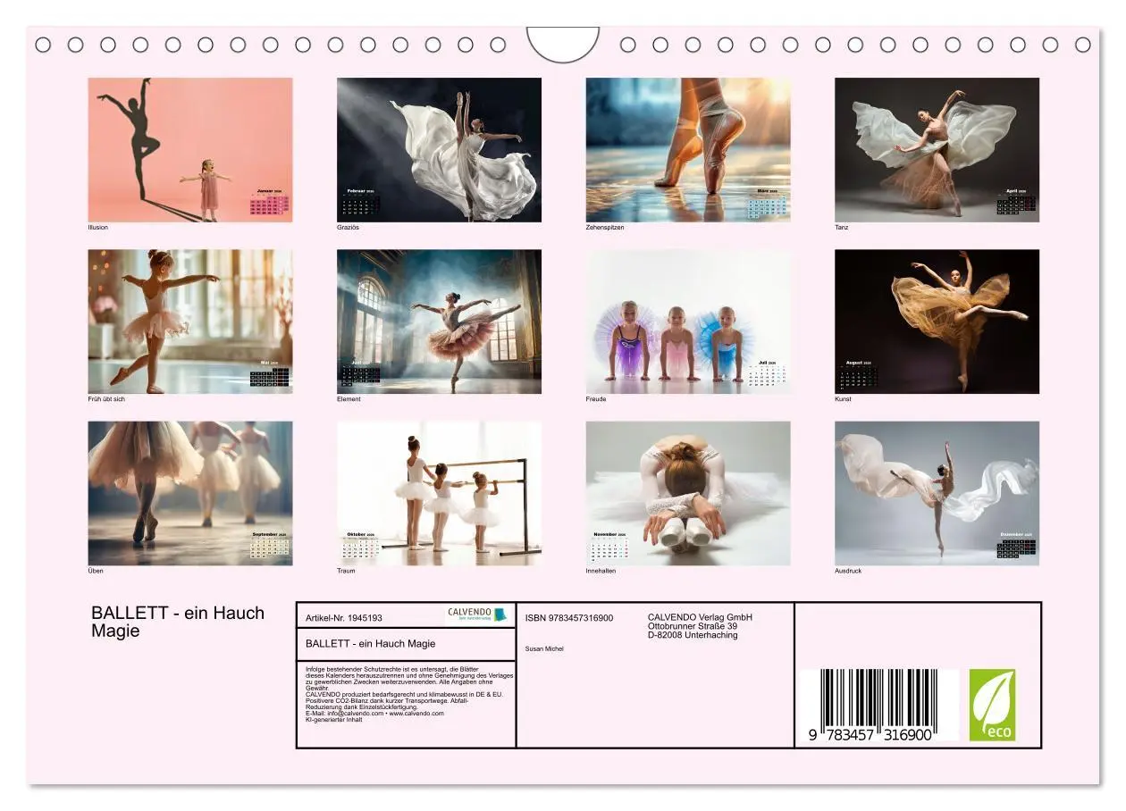 Bild: 9783457316900 | BALLETT - ein Hauch Magie (Wandkalender 2026 DIN A4 quer), CALVENDO...