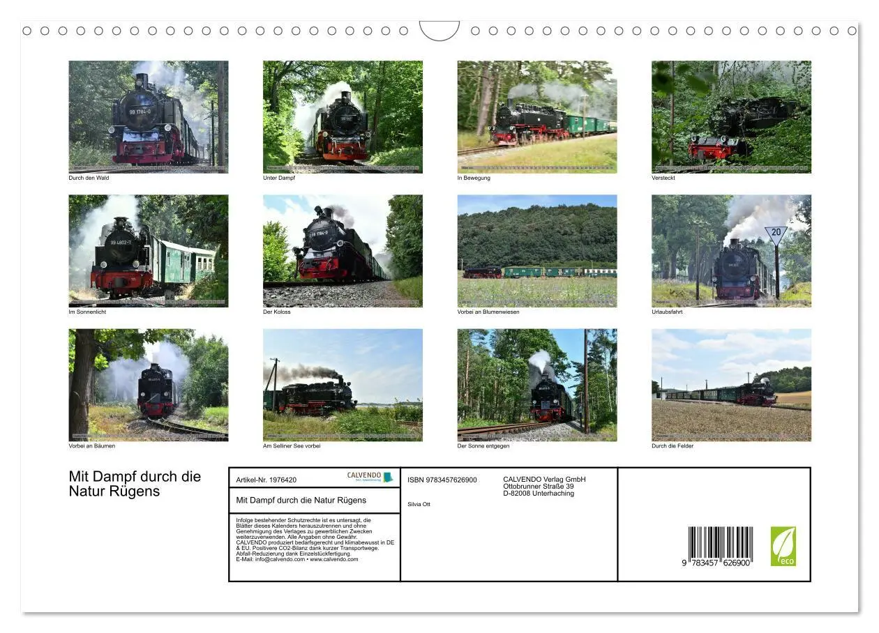 Bild: 9783457626900 | Mit Dampf durch die Natur Rügens (Wandkalender 2026 DIN A3 quer),...