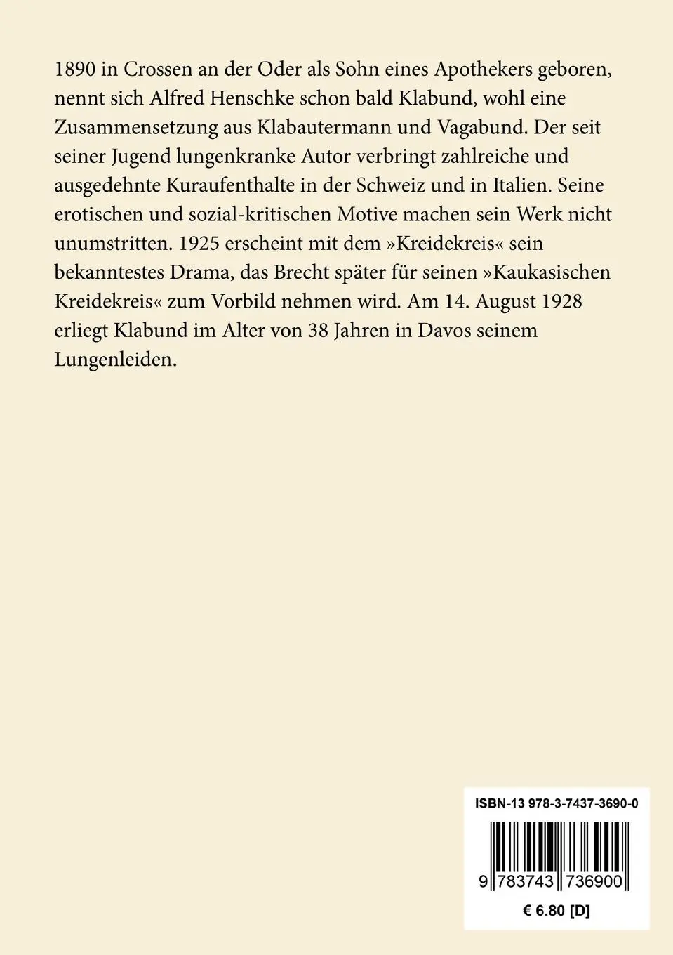 Rückseite: 9783743736900 | Geschichte der Weltliteratur in einer Stunde | Klabund | Taschenbuch