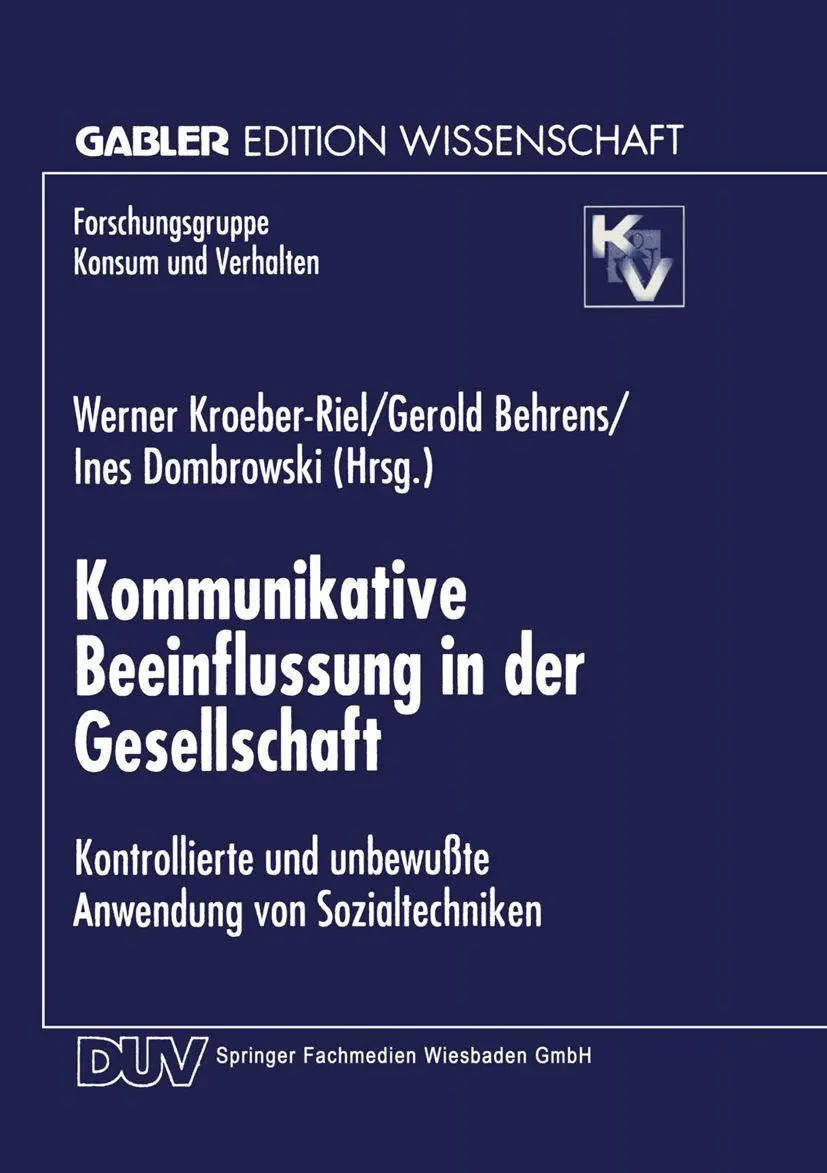 Cover: 9783824466900 | Kommunikative Beeinflussung in der Gesellschaft | Kroeber-Riel (u. a.)