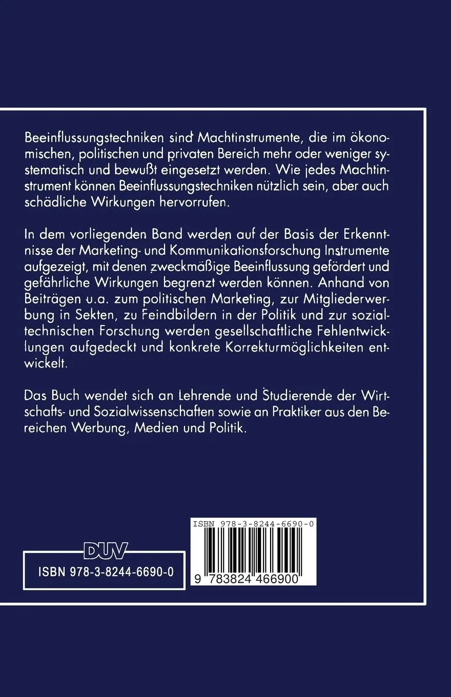 Rückseite: 9783824466900 | Kommunikative Beeinflussung in der Gesellschaft | Kroeber-Riel (u. a.)
