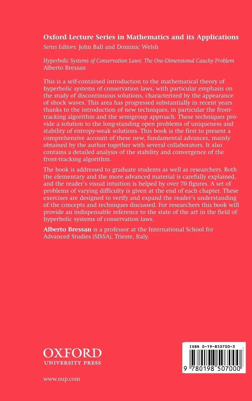 Rückseite: 9780198507000 | Hyperbolic Systems of Conservation Laws | Alberto Bressan | Buch