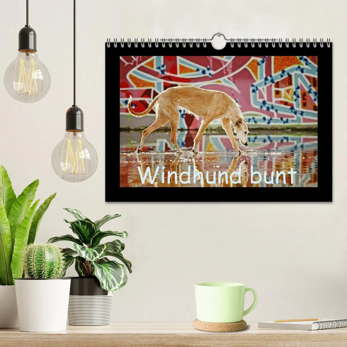 Bild: 9783516087000 | Windhund bunt (Wandkalender 2026 DIN A4 quer), CALVENDO Monatskalender