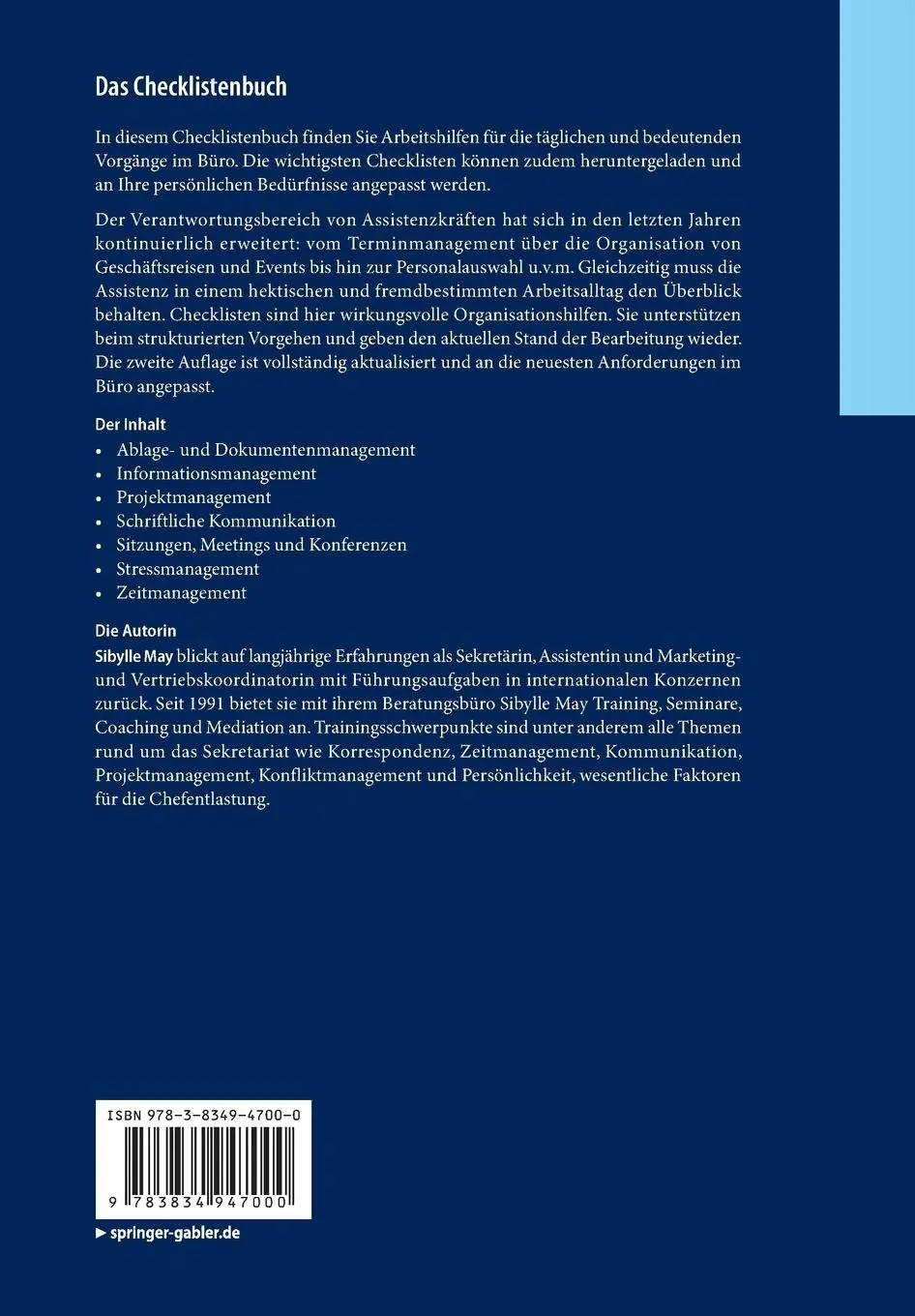 Rückseite: 9783834947000 | Das Checklistenbuch | Sibylle May | Taschenbuch | xiv | Deutsch | 2014