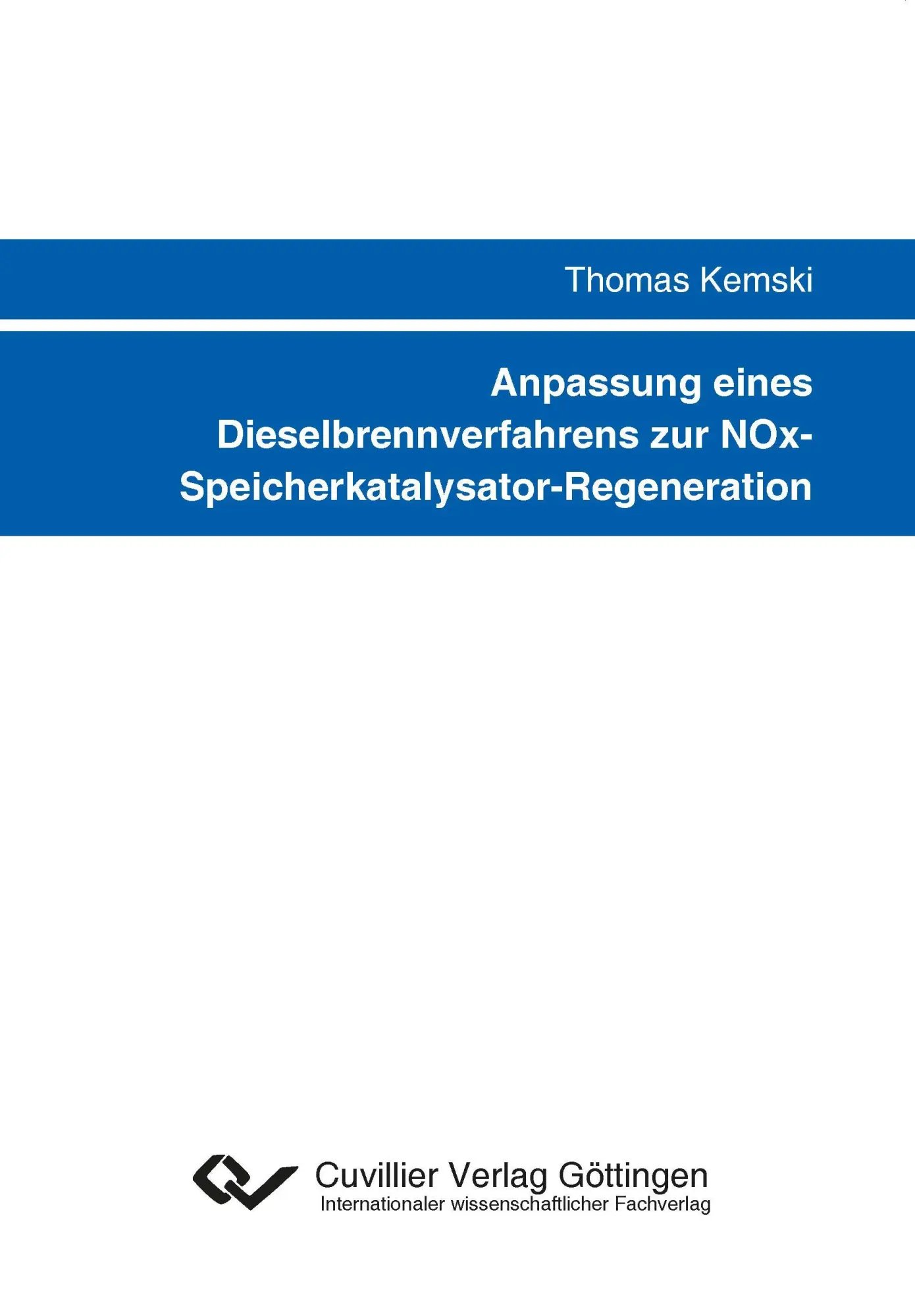Cover: 9783954047000 | Anpassung eines Dieselbrennverfahrens zur NOx-...