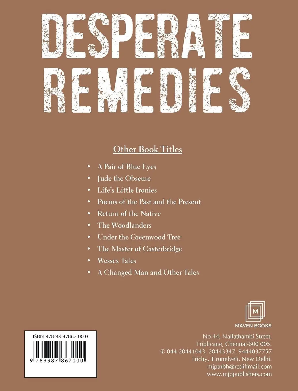 Rückseite: 9789387867000 | Desperate Remedies | Thomas Hardy | Taschenbuch | Englisch | 2023