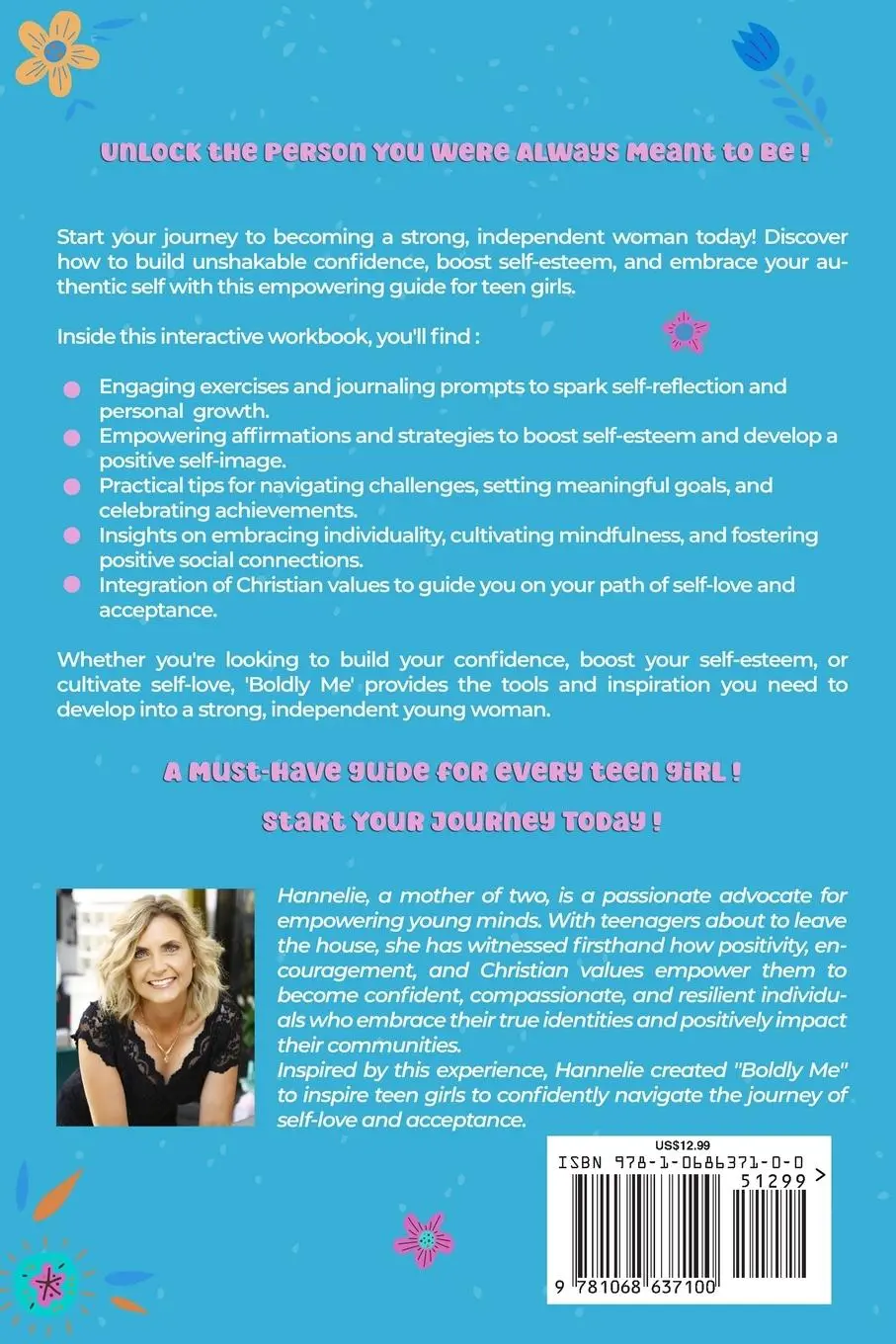 Rückseite: 9781068637100 | Self-Esteem Workbook For Teen Girls (BOLDLY ME) | Merwe | Taschenbuch