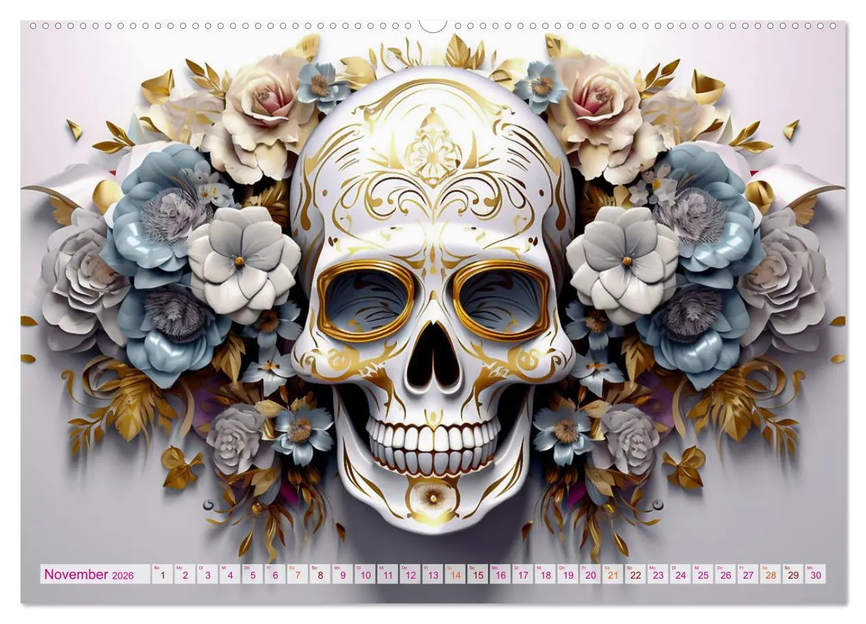 Bild: 9783457507100 | Skull Flower - Totenkopf ART (Wandkalender 2026 DIN A2 quer),...