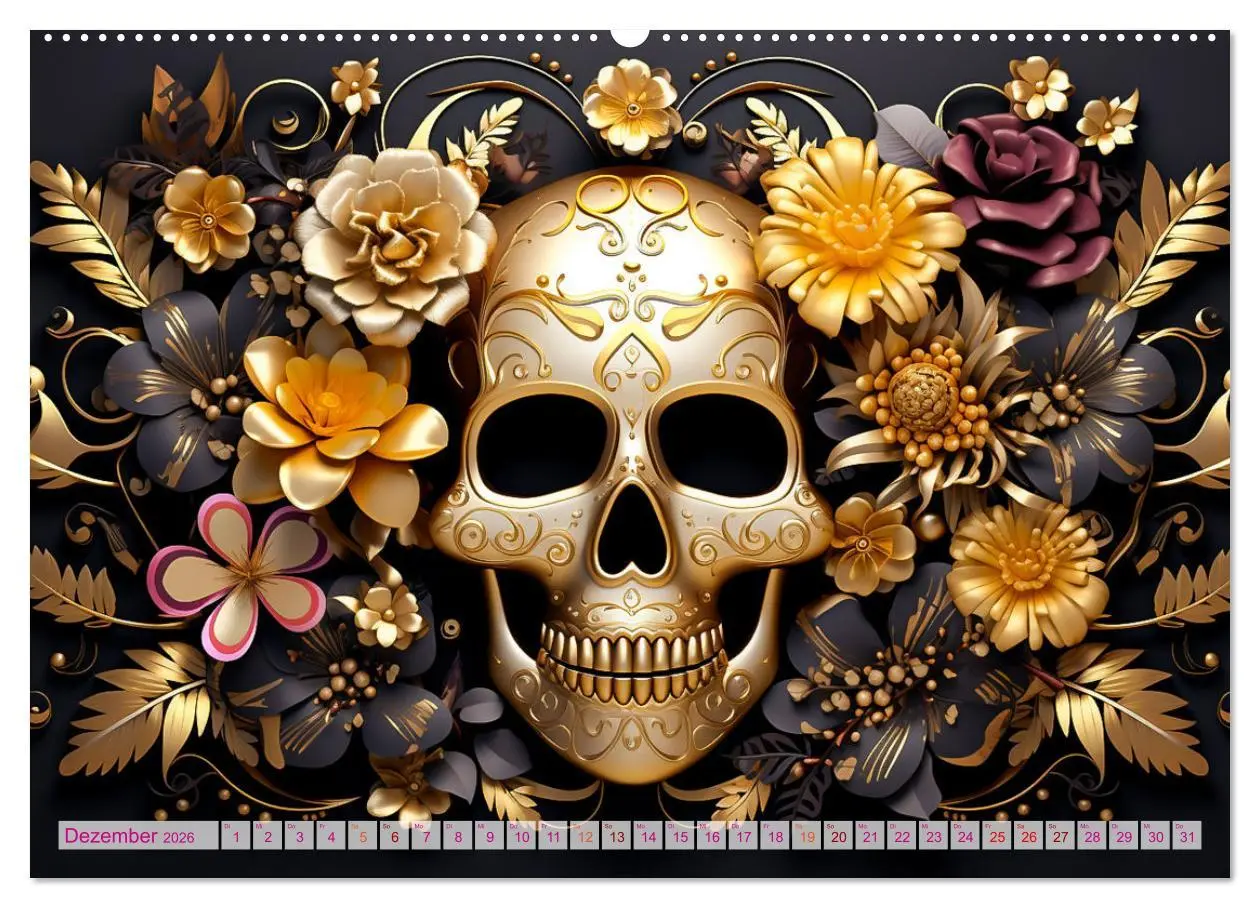Bild: 9783457507100 | Skull Flower - Totenkopf ART (Wandkalender 2026 DIN A2 quer),...