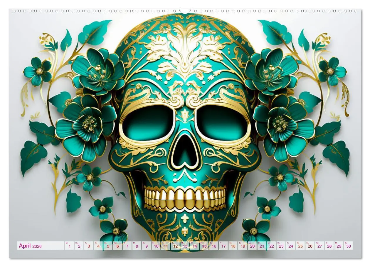 Bild: 9783457507100 | Skull Flower - Totenkopf ART (Wandkalender 2026 DIN A2 quer),...
