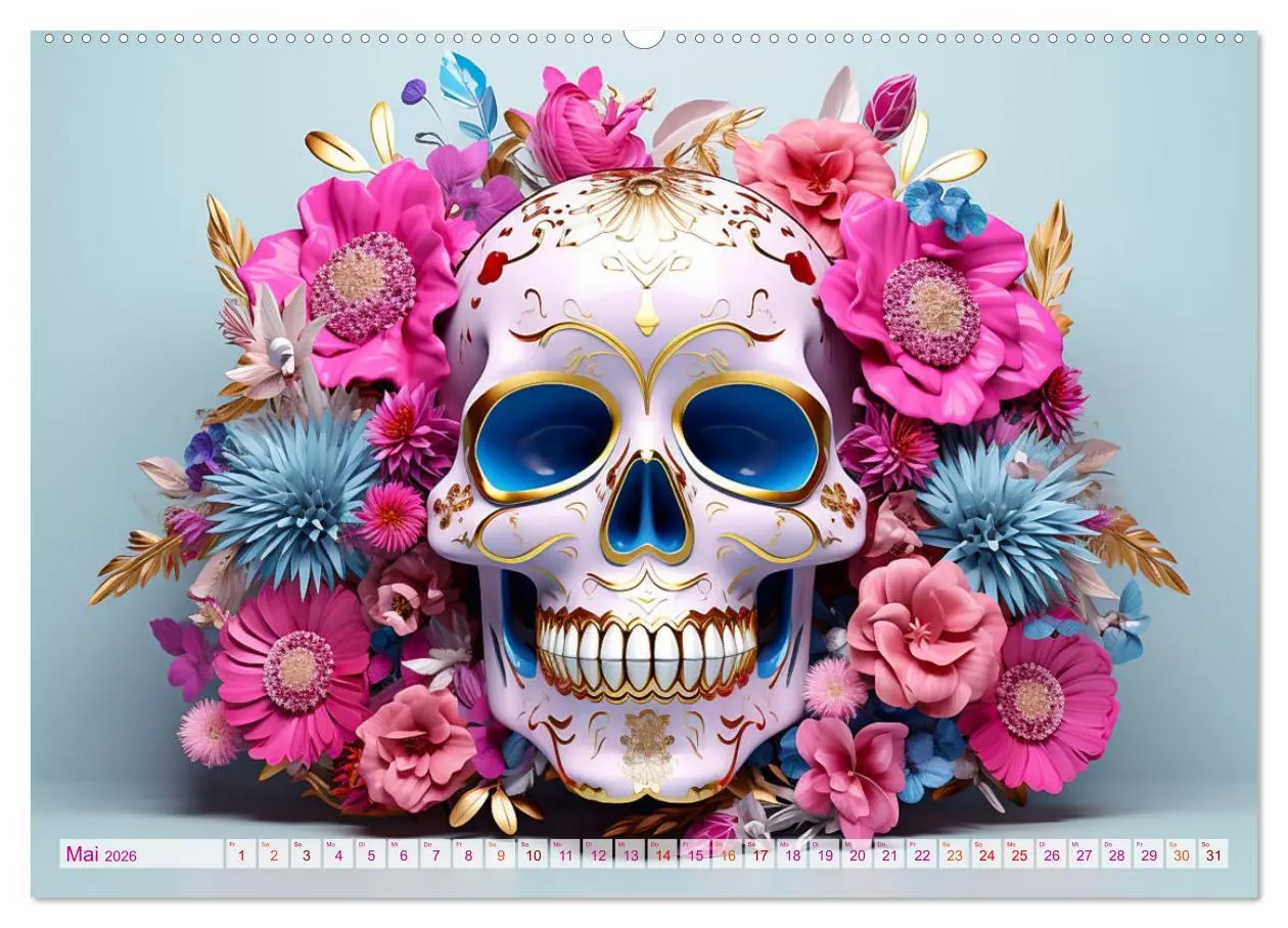 Bild: 9783457507100 | Skull Flower - Totenkopf ART (Wandkalender 2026 DIN A2 quer),...