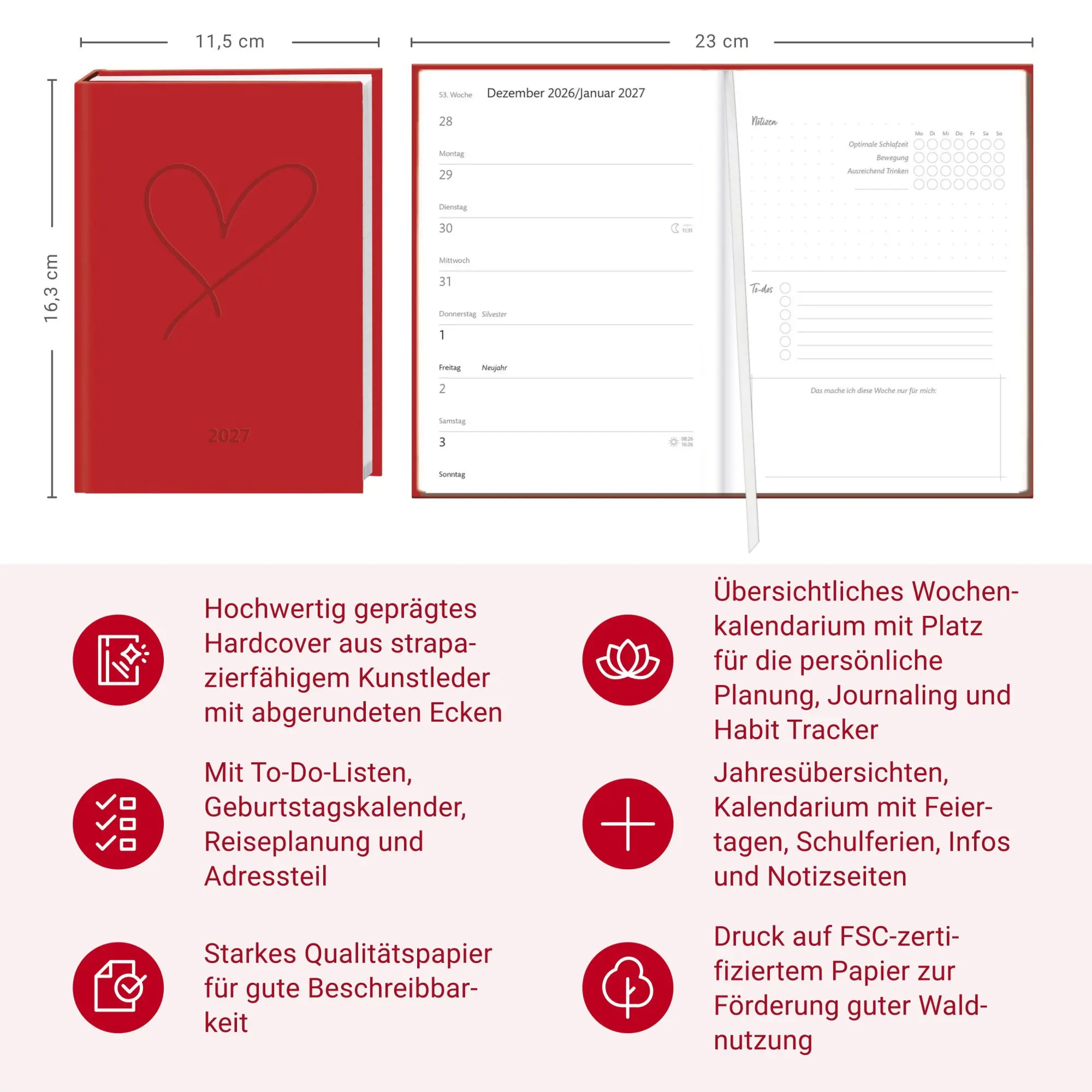 Bild: 9783756417100 | Kalenderbuch A6 koralle 2027 | Buch | Bürokalender Heye | 152 S.
