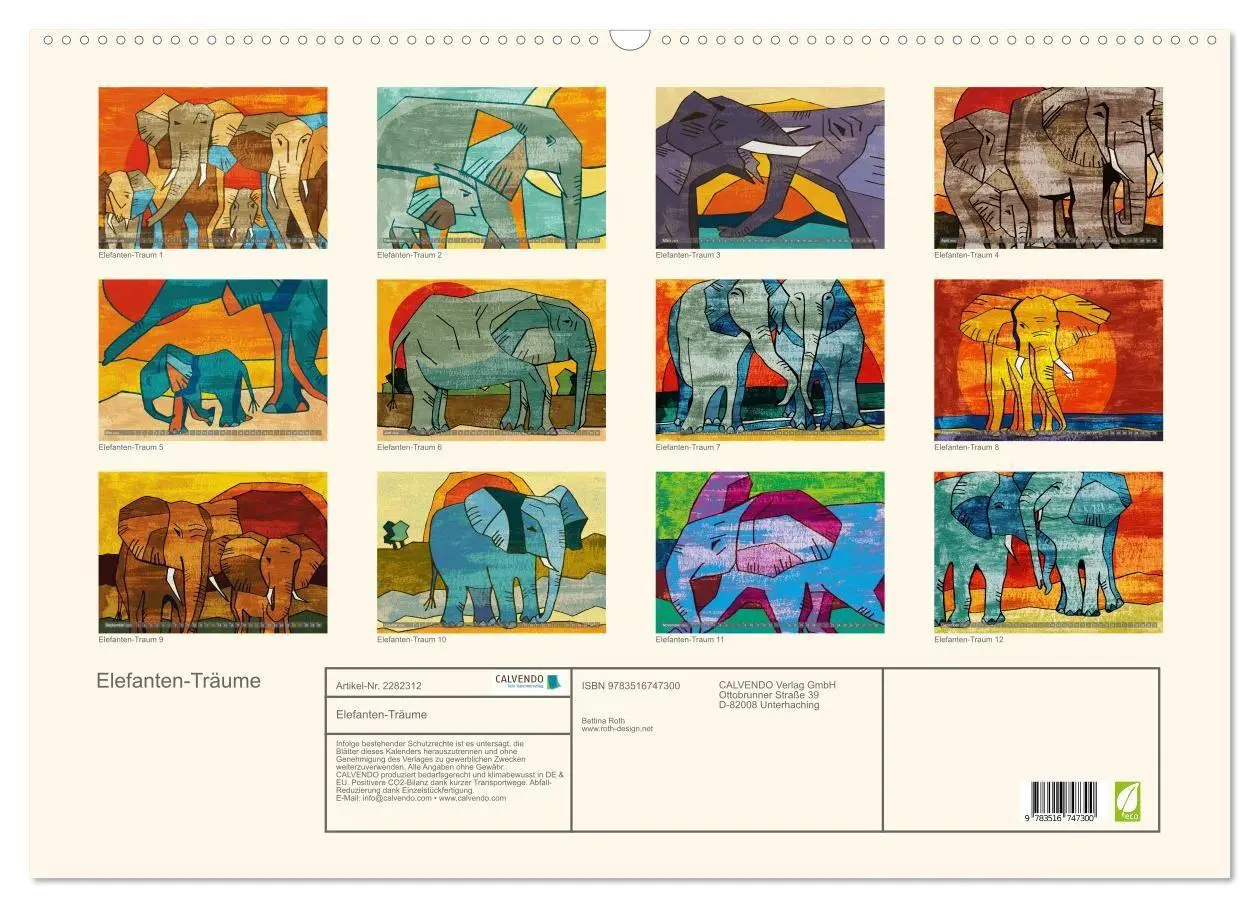 Bild: 9783516747300 | Elefanten-Träume (Wandkalender 2026 DIN A2 quer), CALVENDO...