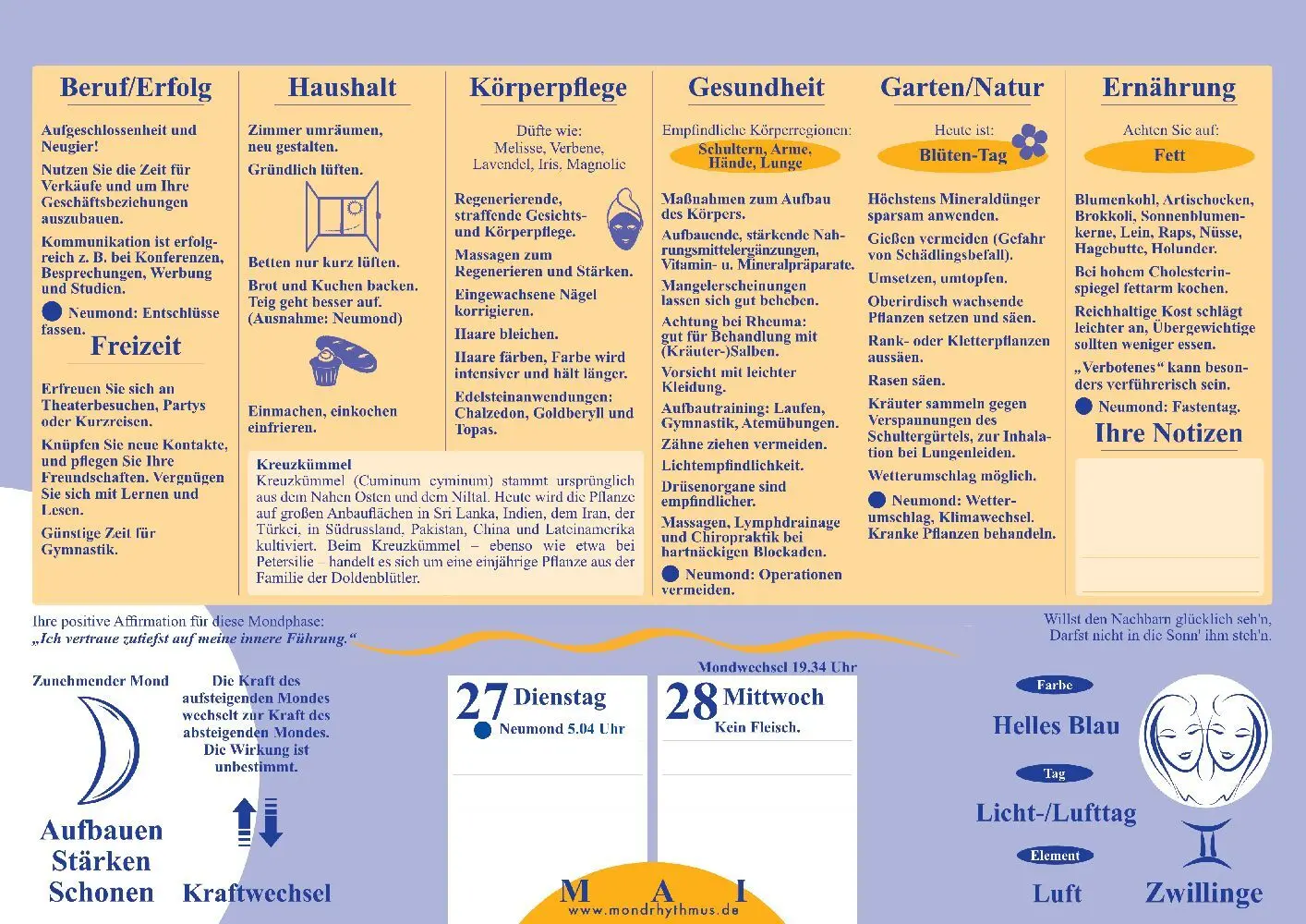 Bild: 9783932547300 | Mein Leben mit dem Mondrhythmus 2025, Aufstellkalender | Taschenbuch