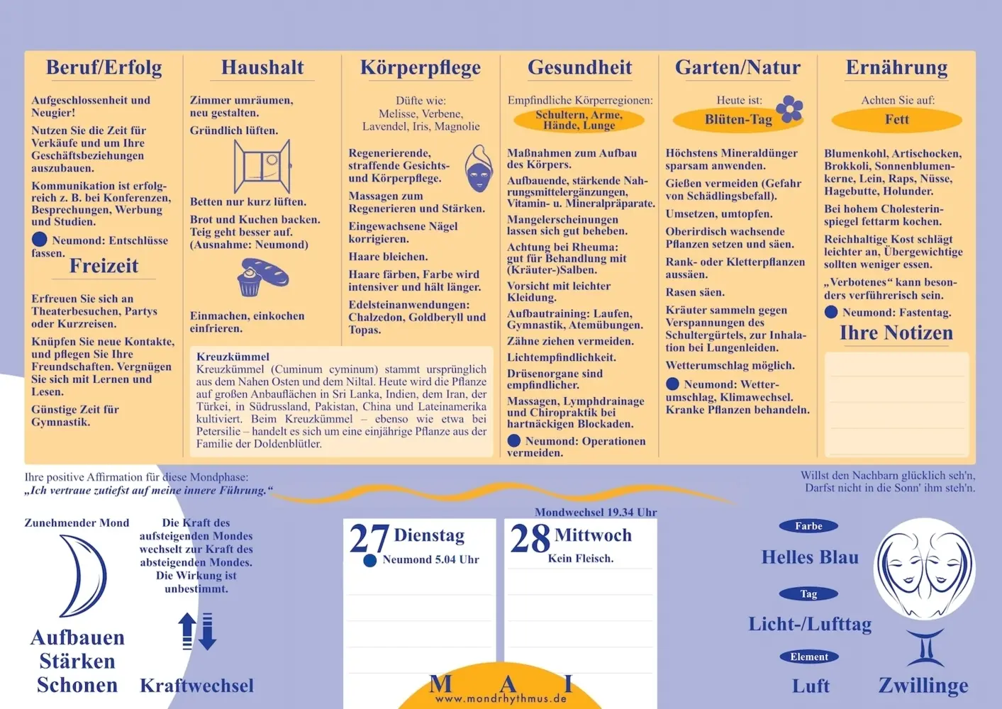 Bild: 9783932547300 | Mein Leben mit dem Mondrhythmus 2025, Aufstellkalender | Taschenbuch