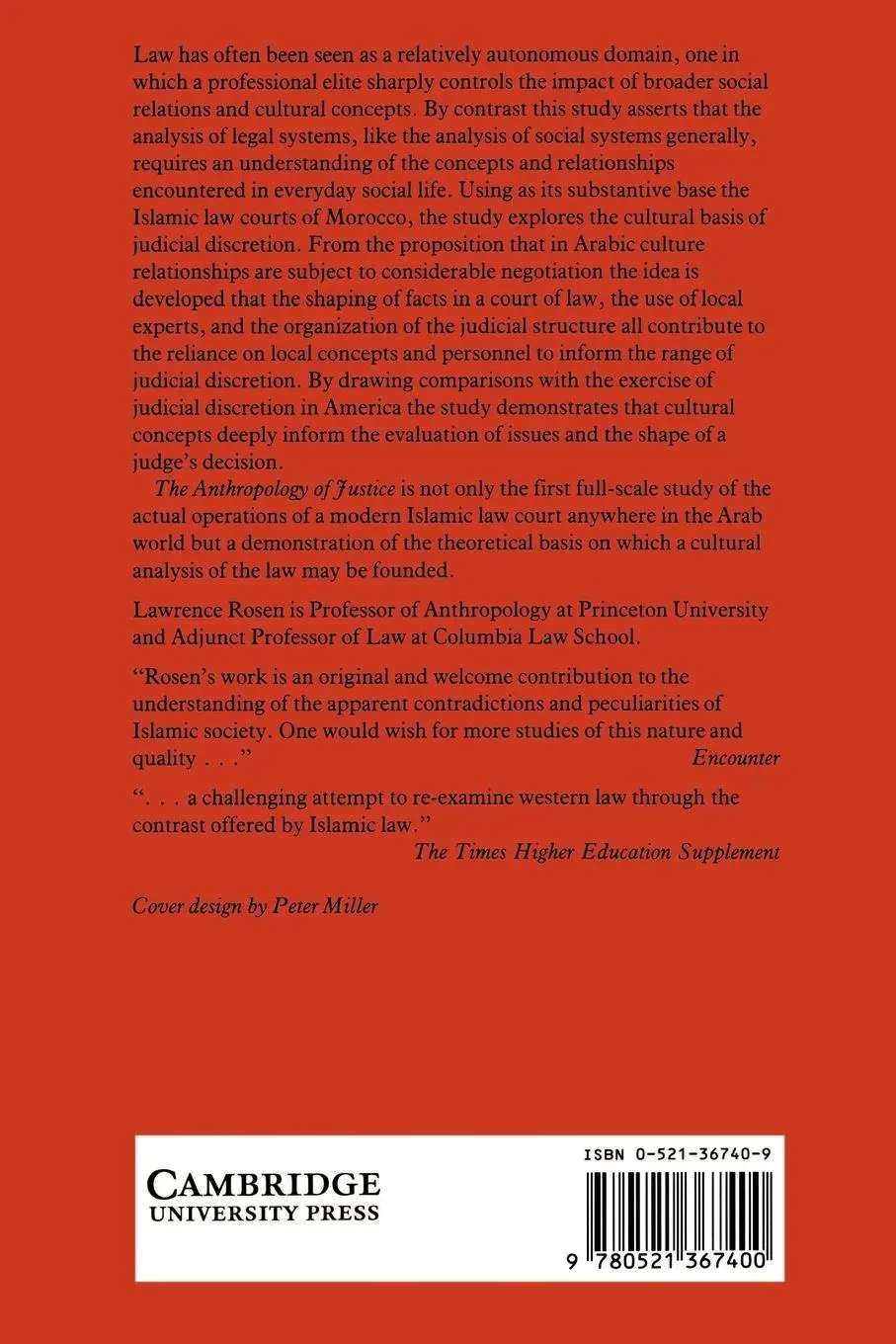 Rückseite: 9780521367400 | The Anthropology of Justice | Law as Culture in Islamic Society | Buch