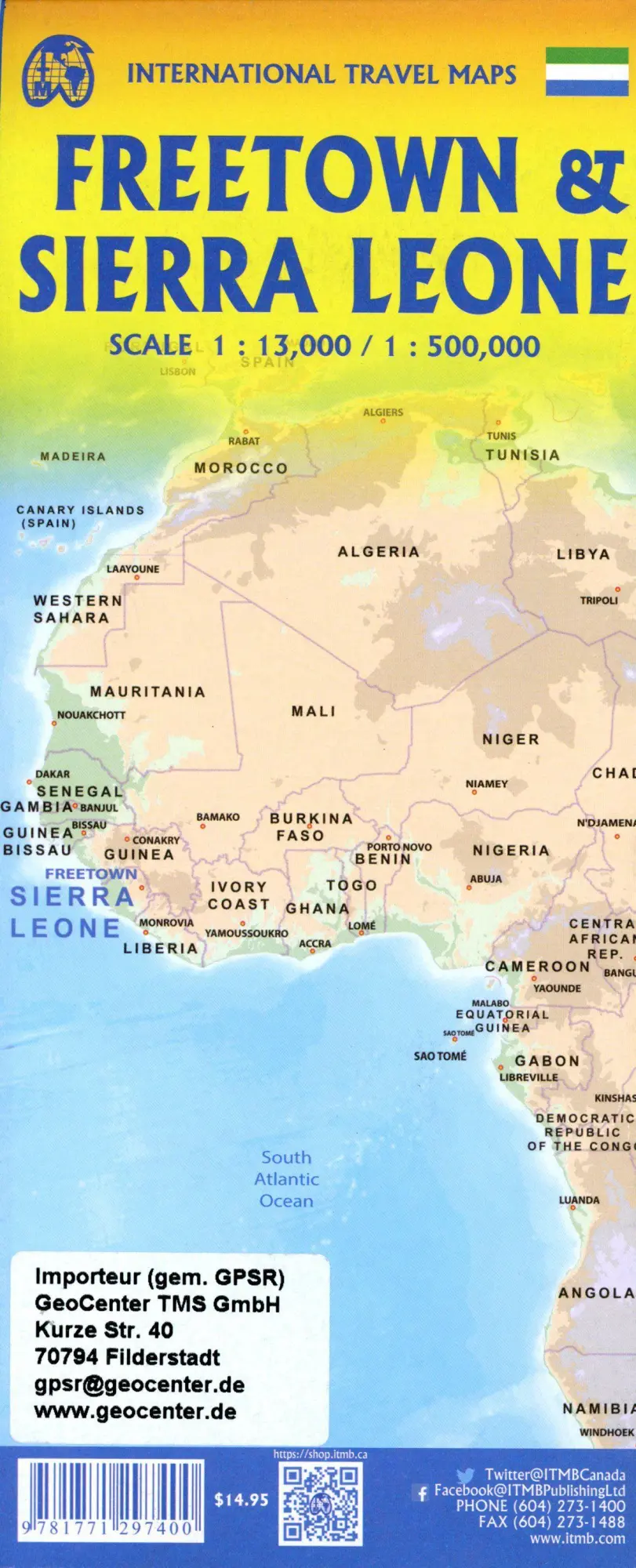 Bild: 9781771297400 | Sierra Leone &amp; Freetown | 1:500000 | (Land-)Karte | ITM Map | Englisch